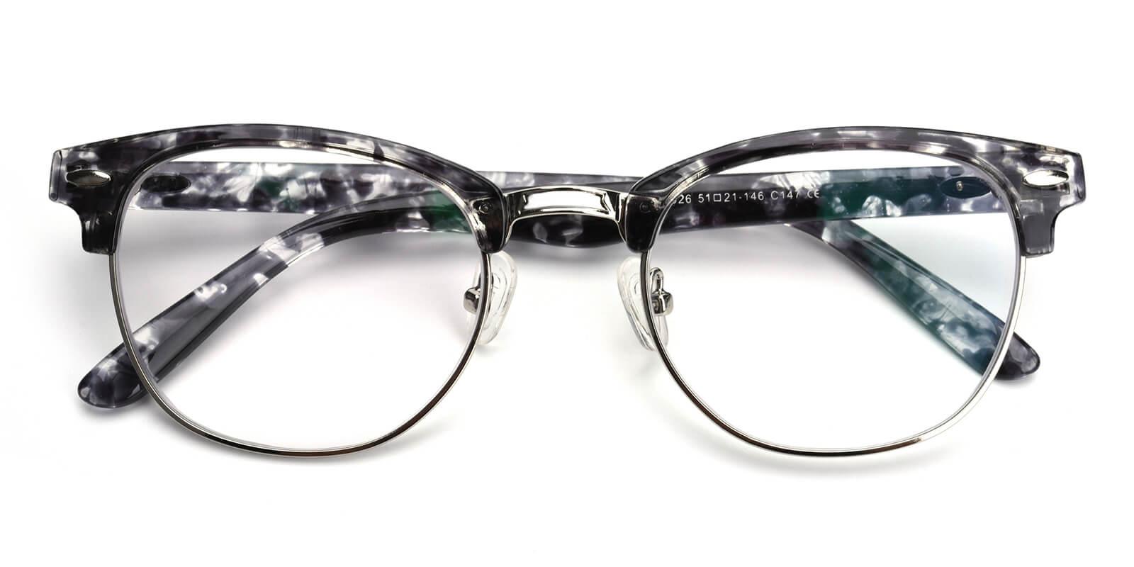 Ancient-Striped-Browline-Metal-Eyeglasses-detail