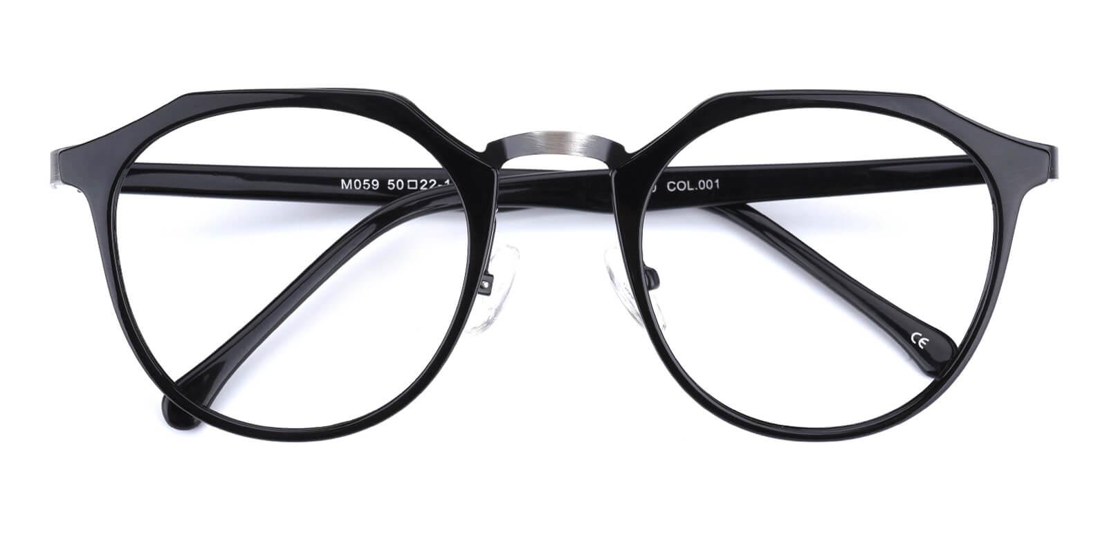Intense-Black-Geometric-Combination / Metal / TR-Eyeglasses-detail