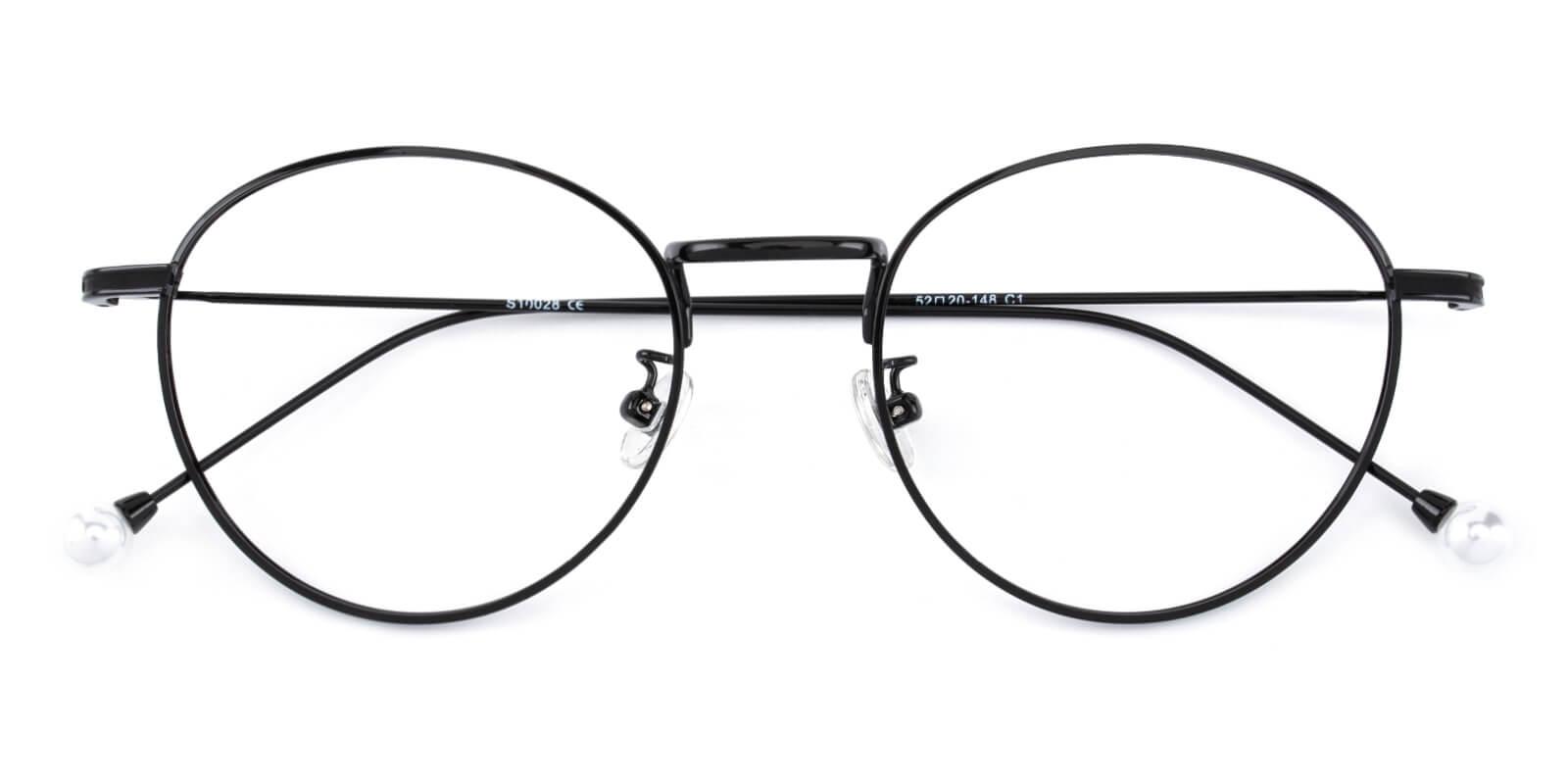 Frail-Black-Round-Metal-Eyeglasses-detail