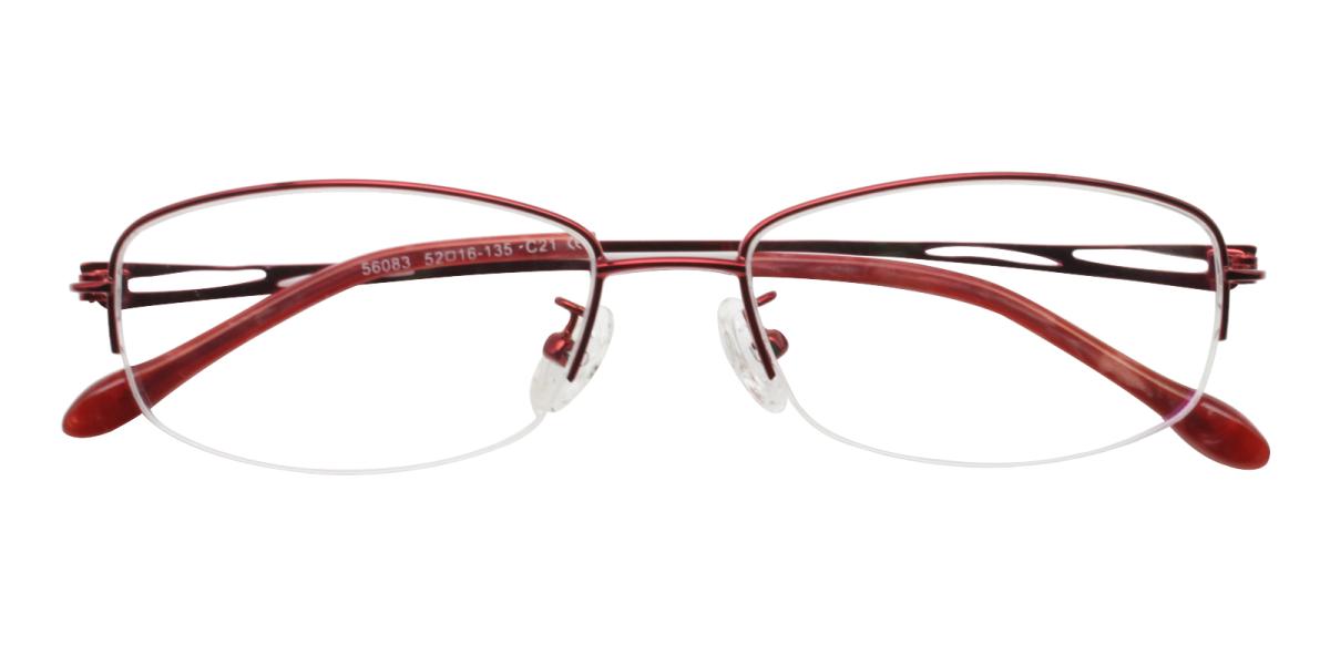 Castello-Red-Rectangle-Metal-Eyeglasses-detail