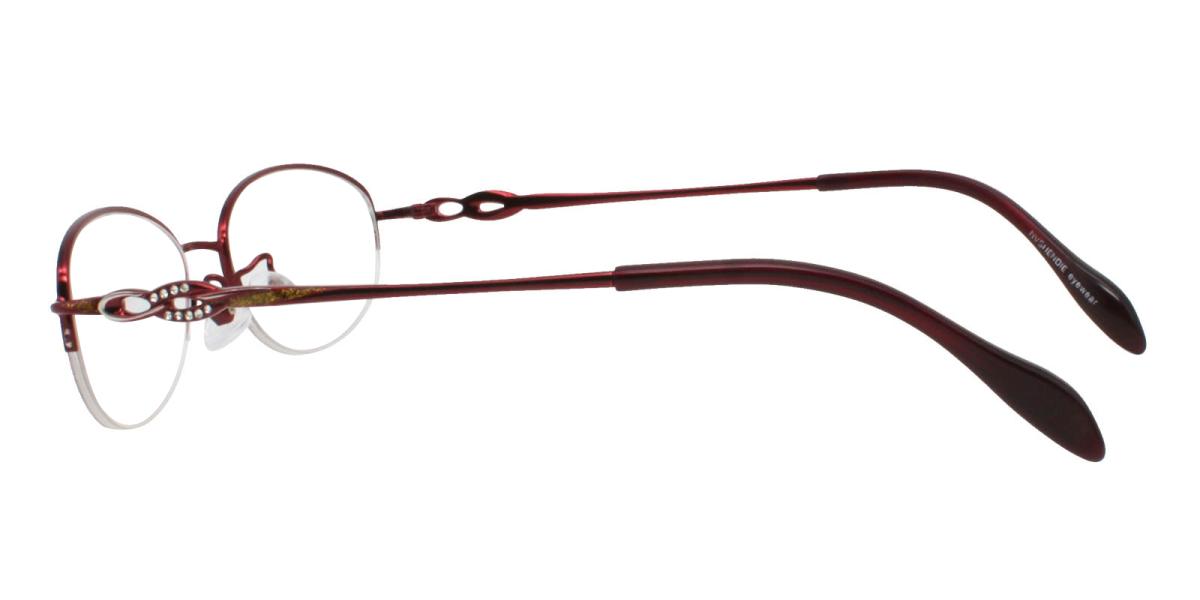 Carving-Red-Oval-Metal-Eyeglasses-detail