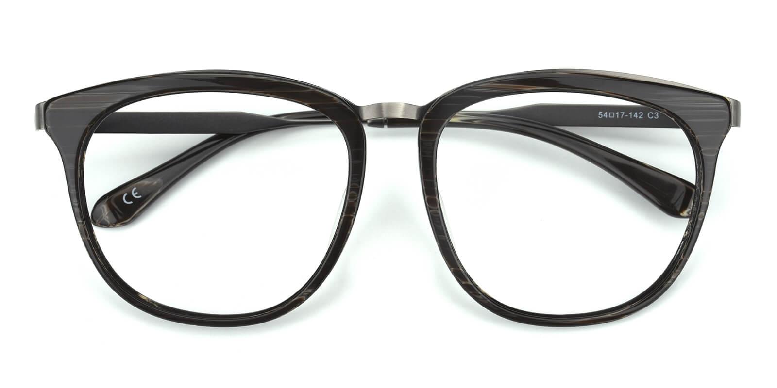 Grain-Striped-Square-Metal / Acetate-Eyeglasses-detail
