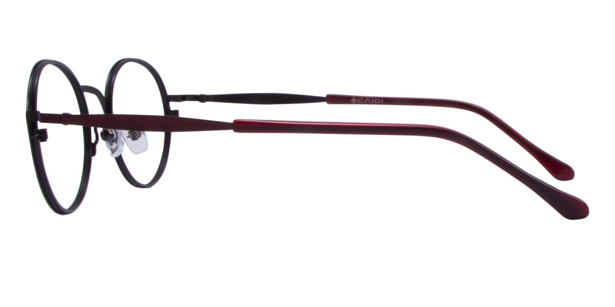 Octavio-Red-Oval-Metal-Eyeglasses-detail