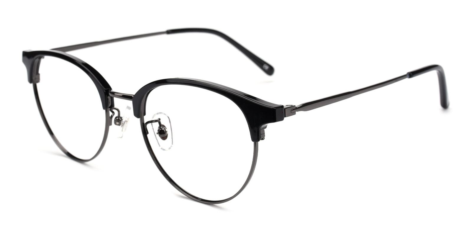 Gaze-Black-Browline / Round-Metal-Eyeglasses-detail