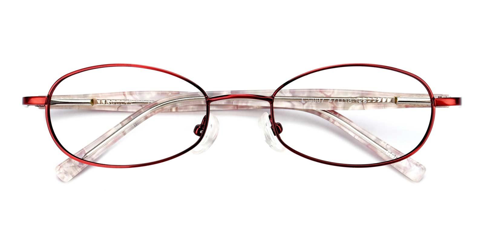Rosebud-Red-Oval-Metal-Eyeglasses-detail
