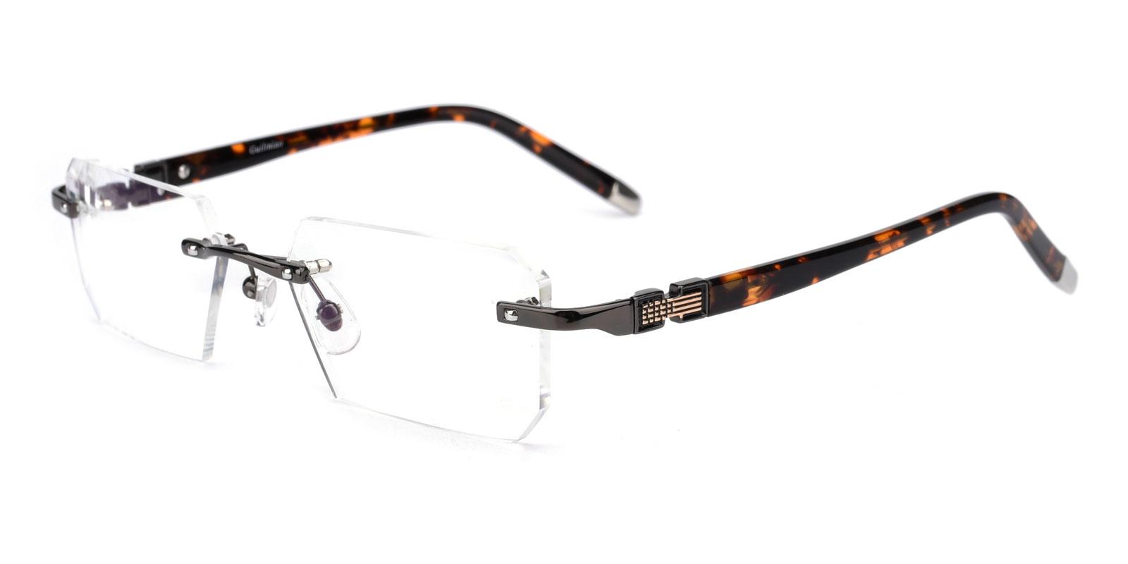 Answer-Gun-Rectangle-Acetate / Metal-Eyeglasses-detail