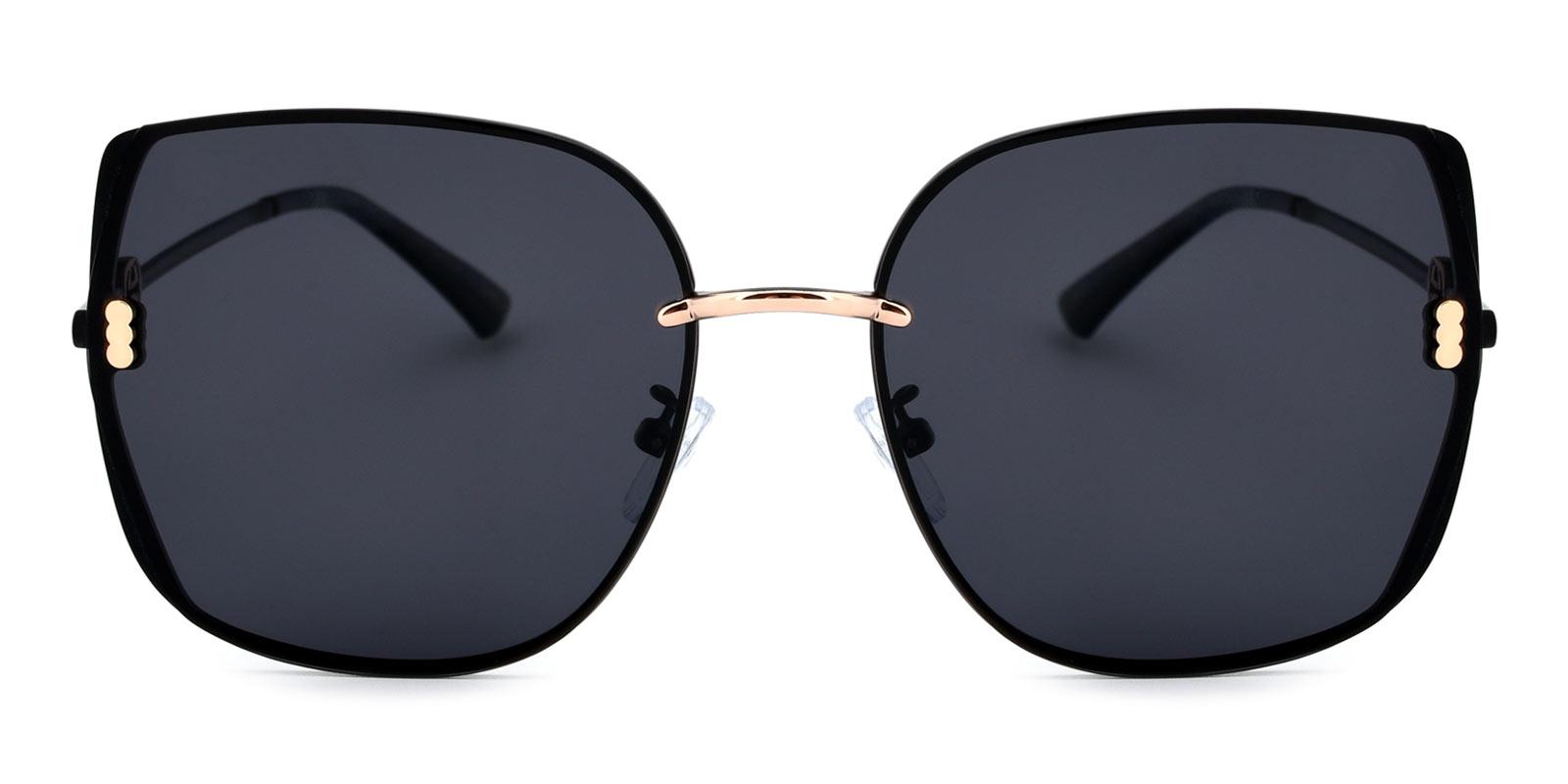 Zed Non Prescription Sunglasses-Black-Square-Metal-Sunglasses-detail