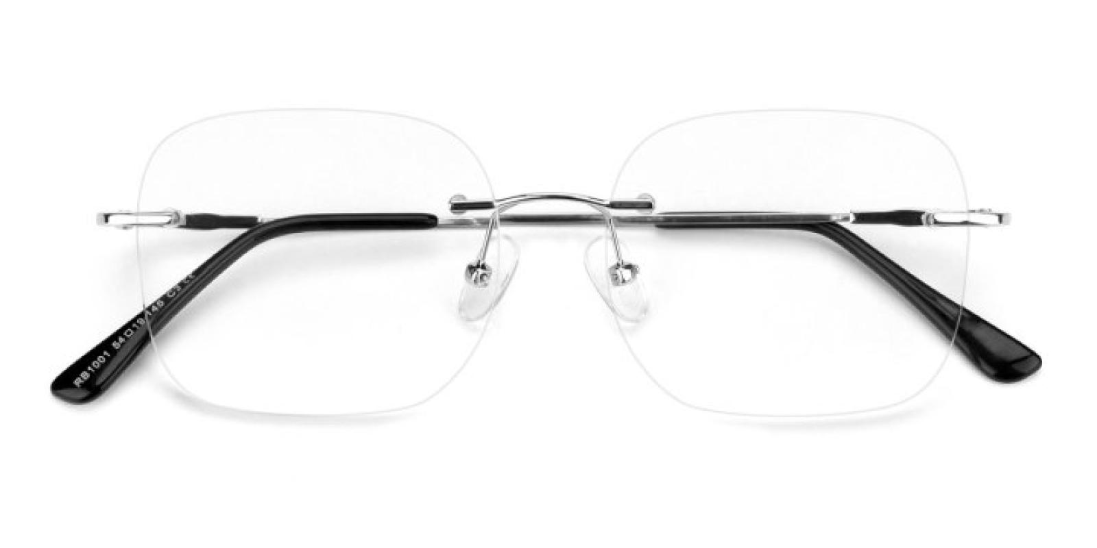 Invisibles-Silver-Rectangle-Metal-Eyeglasses-detail