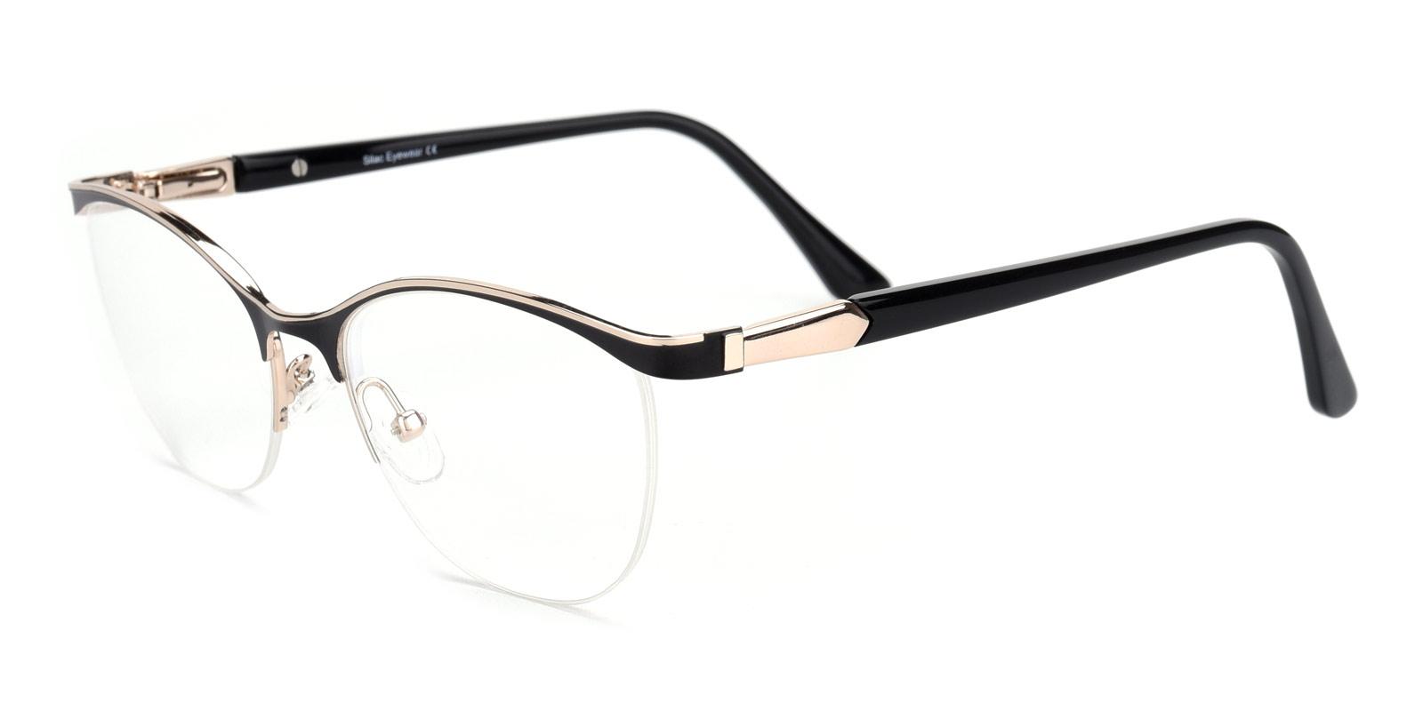 Alexis-Black-Cat / Oval-Metal-Eyeglasses-detail