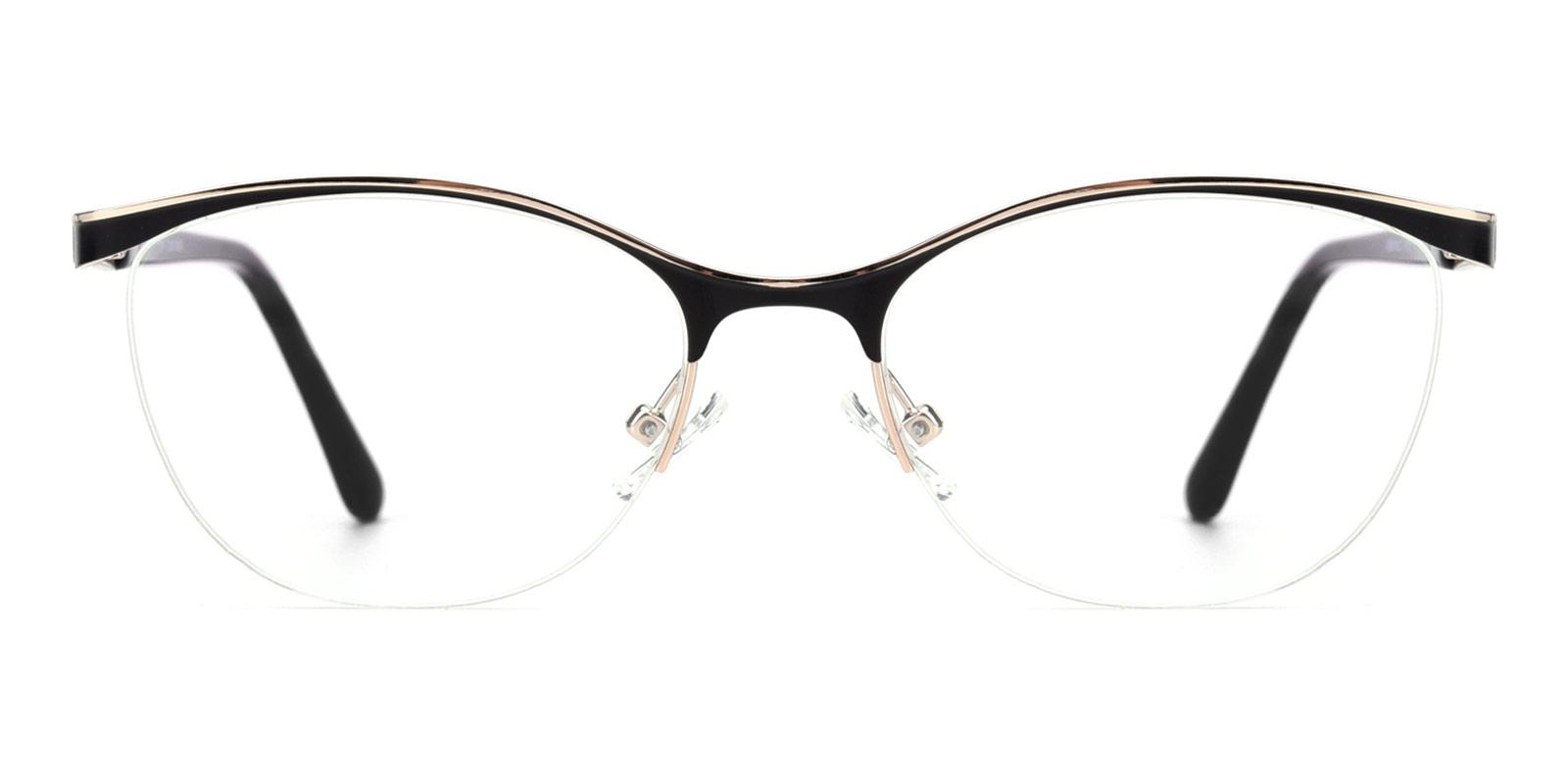 Alexis-Black-Cat / Oval-Metal-Eyeglasses-detail