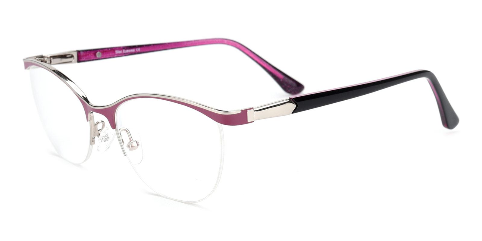 Alexis-Purple-Cat / Oval-Metal-Eyeglasses-detail