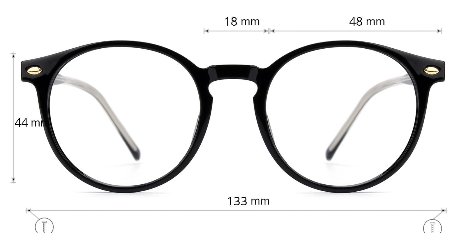 Cain Black BlueLight Blocking Non Prescription-Black-Round-TR-Eyeglasses-detail