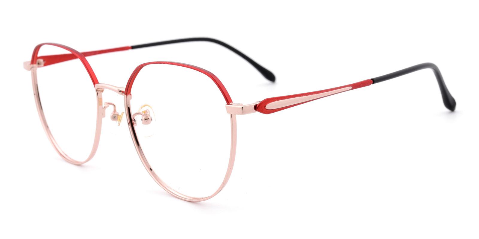 Muriel-Red-Geometric-Titanium-Eyeglasses-detail