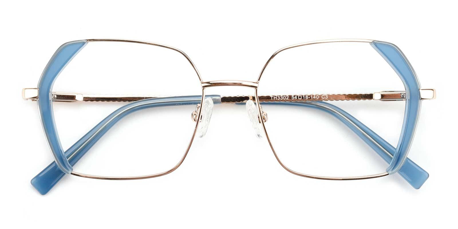 Gwen-Blue-Square-Metal-Eyeglasses-detail