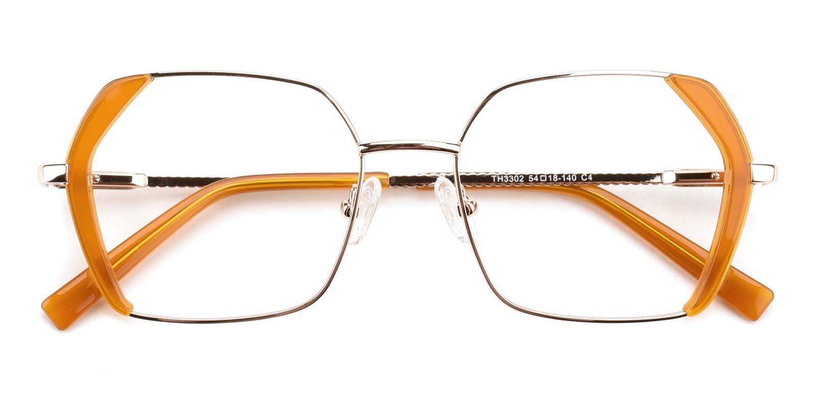 Gwen-Orange-Square-Metal-Eyeglasses-detail