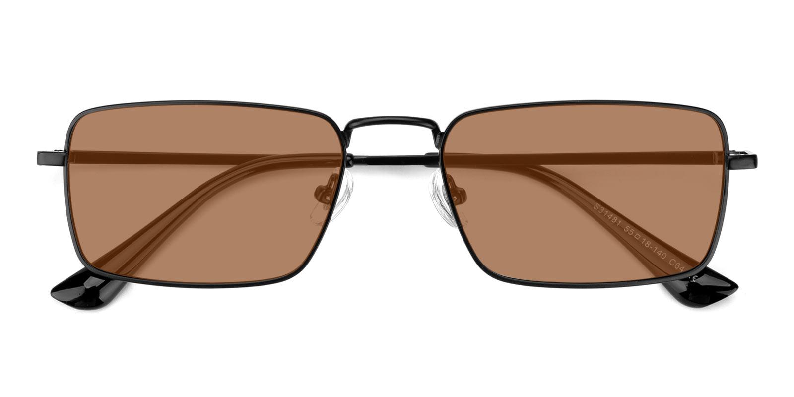 Phoebe Non Prescription Sunglasses-Black-Rectangle-Metal-Sunglasses-detail