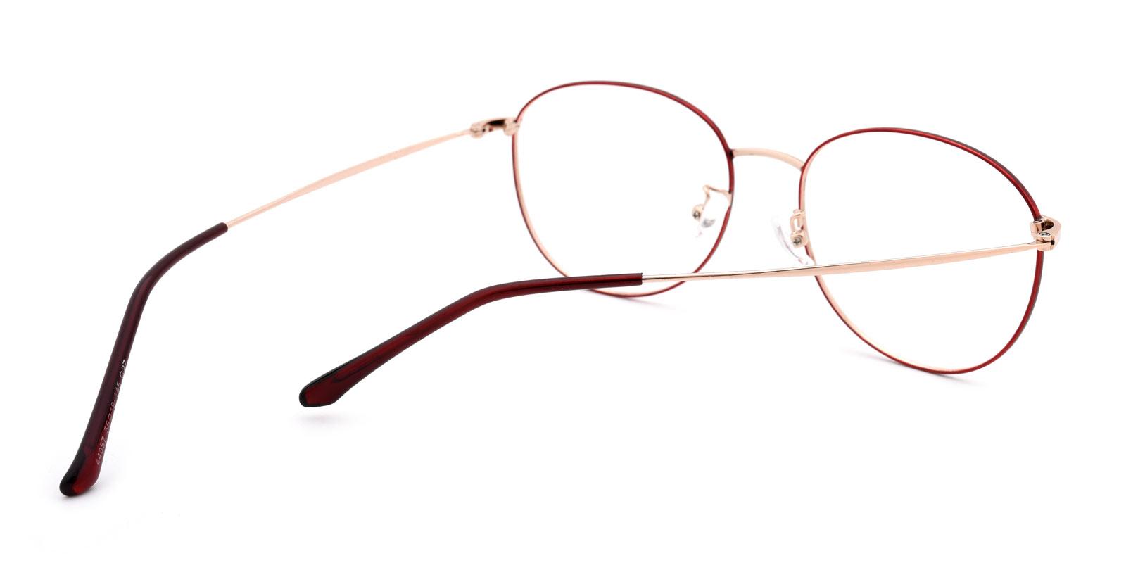 Jill-Red-Round-Metal-Eyeglasses-detail