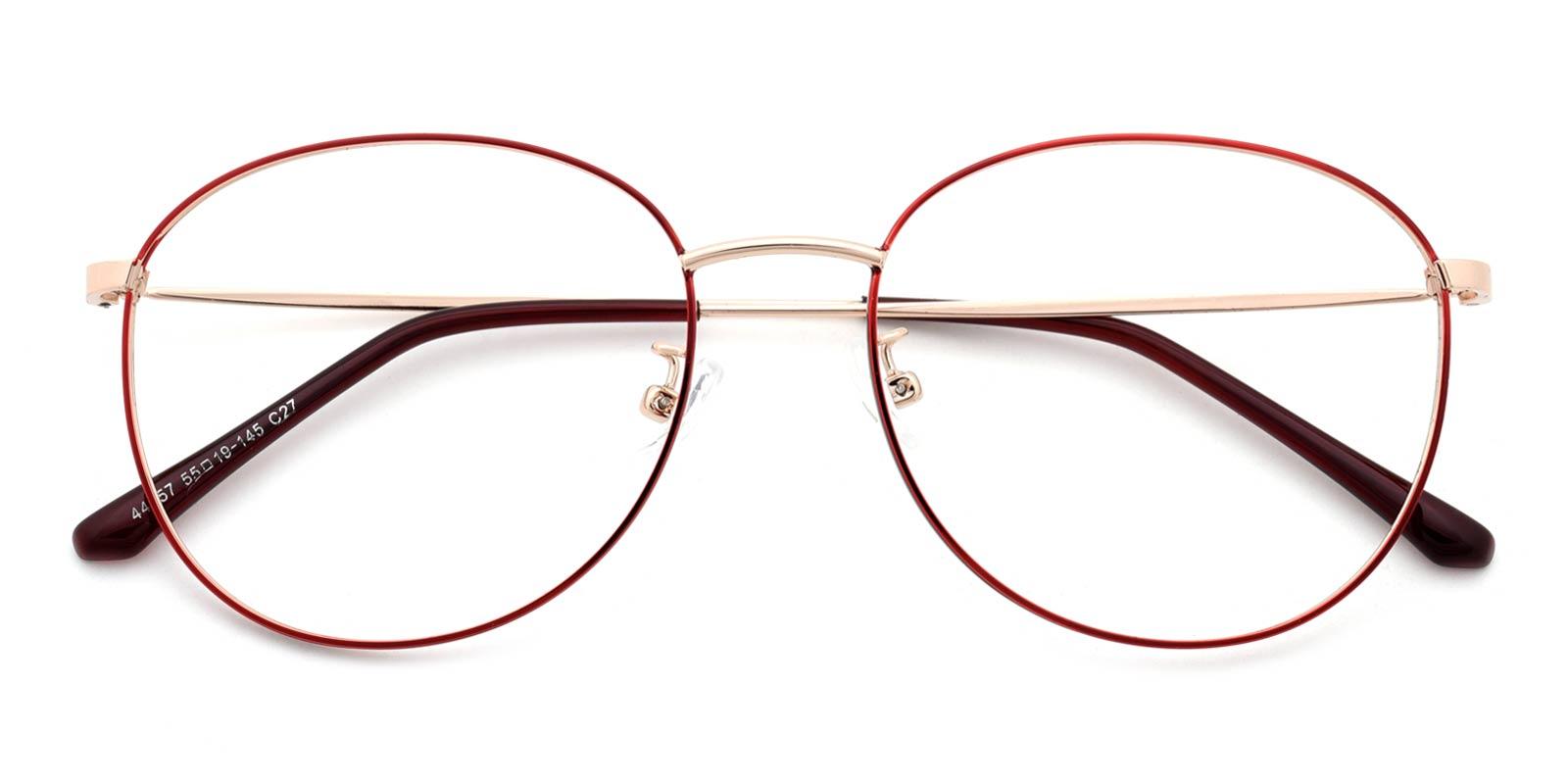 Jill-Red-Round-Metal-Eyeglasses-detail