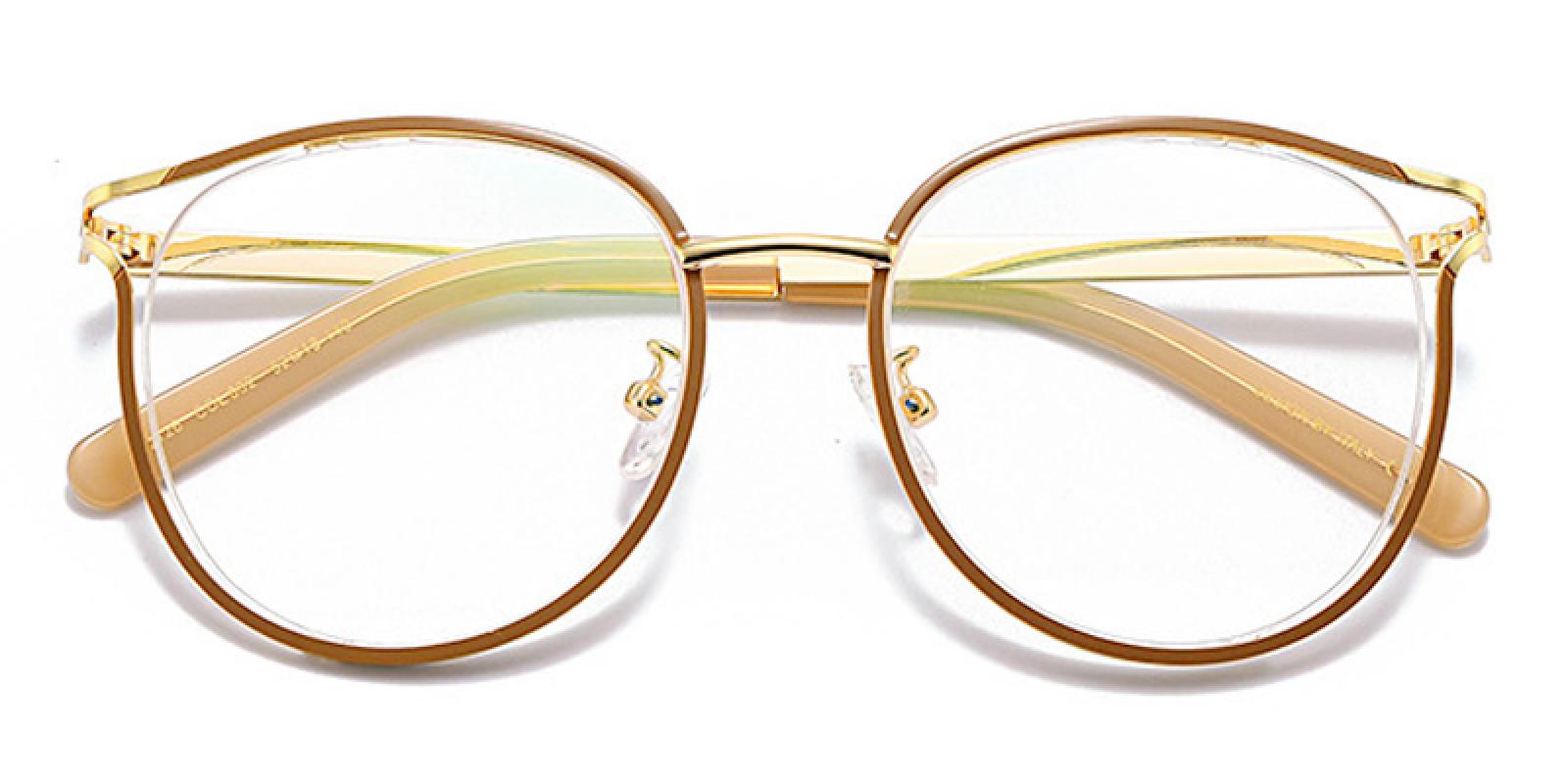 Felicia-Brown-Round-Metal-Eyeglasses-detail