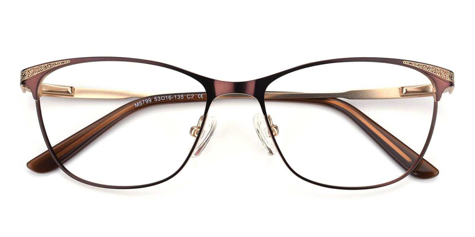 Seeta-Brown-Cat / Rectangle-Metal-Eyeglasses-detail
